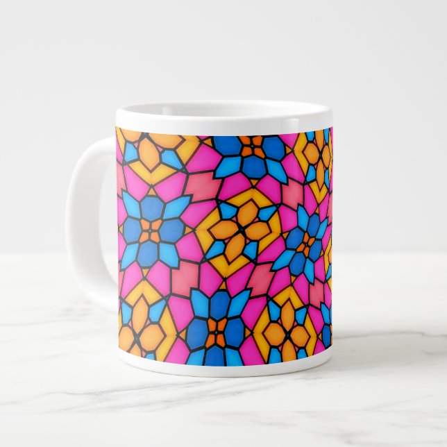Abstract Glass Flowers Large Coffee Mug (Front Left)