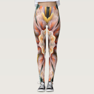 Abstract glitch flower leggings