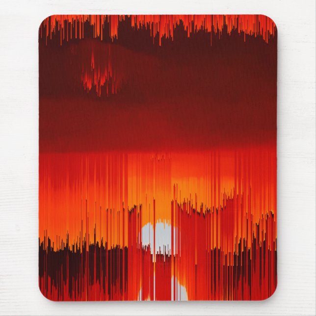 Abstract Glitch Sunset Landscape Mouse Pad (Front)