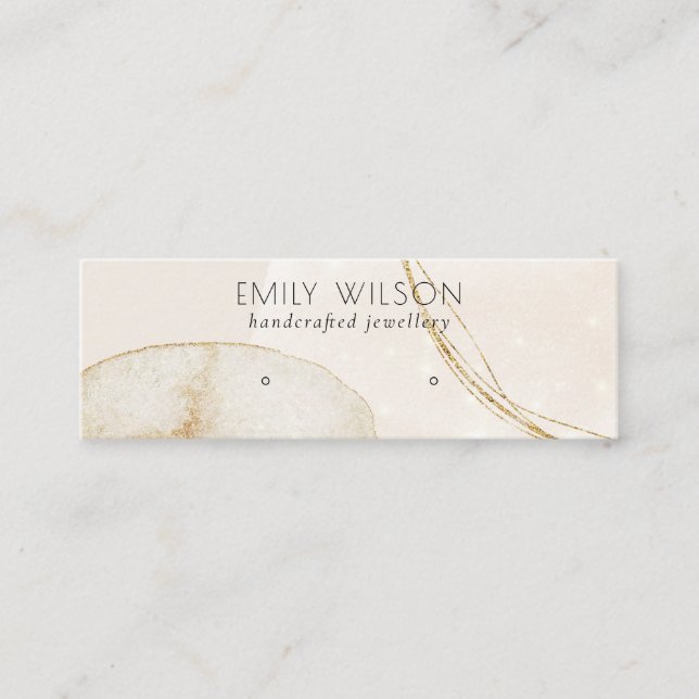 Abstract Glitter Gold Beige Stud Earring Display Mini Business Card (Front)