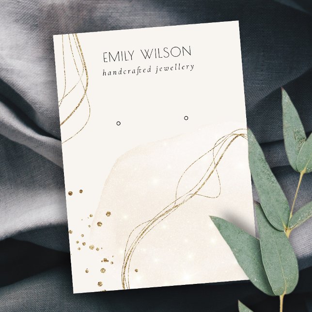 Abstract Glitter Gold Ivory Stud Earring Display Business Card (Creator Uploaded)