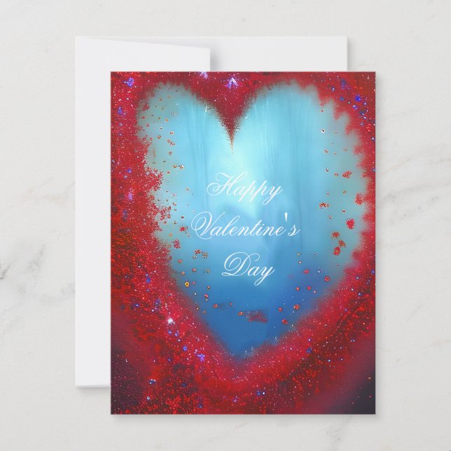Abstract glitter heart valentine  holiday card (Front)