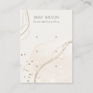 Abstract Glitter Ivory Gold 3 Stud Earring Display Business Card