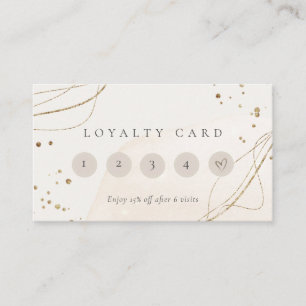 Abstract Glitter Ivory Gold 5 Punch Loyalty Business Card