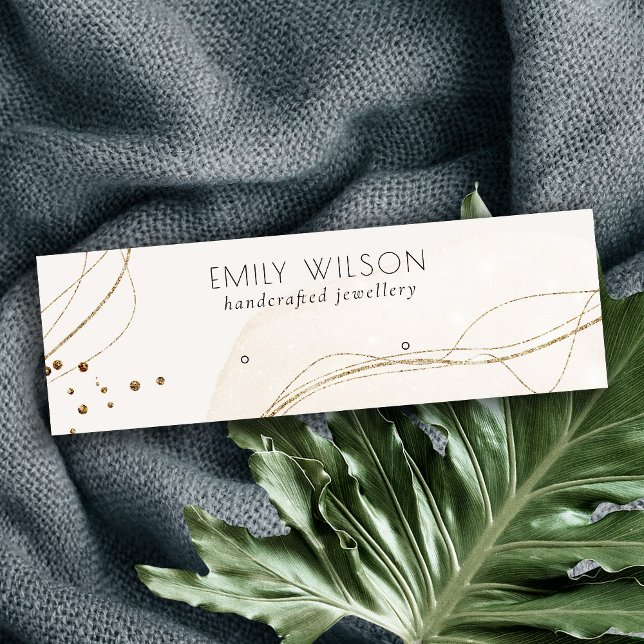 Abstract Glitter Ivory Gold Stud Earring Display Mini Business Card (Creator Uploaded)