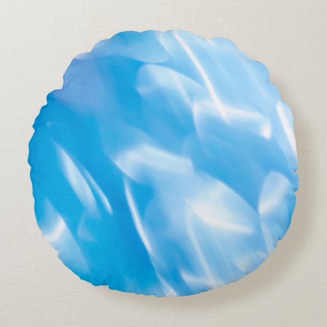 Abstract glitter lights on blue background. Round  Cushion (Front)