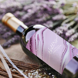 Abstract Glitter Strata Cheers Lilac ID903  Wine Label