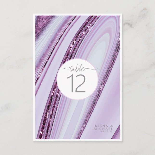 Abstract Glitter Strata Table Number Lilac ID903 (Front)