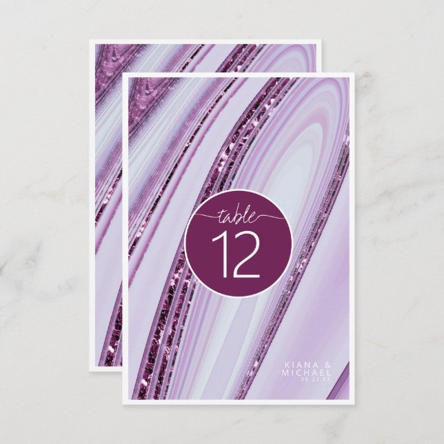 Abstract Glitter Strata Table Number Plum ID903 (Front/Back)