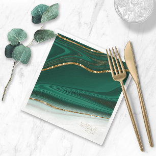 Abstract Glitter Strata Wedding Green ID903  Napkin
