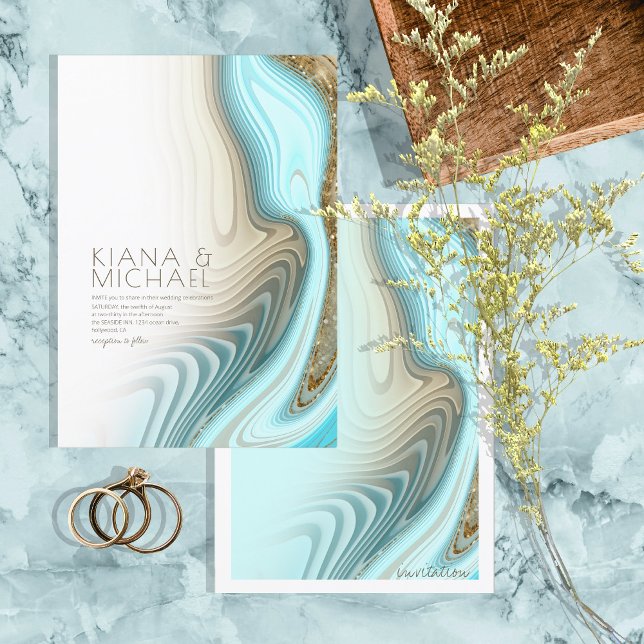 Abstract Glitter Strata Wedding ID903 Invitation (Creator Uploaded)