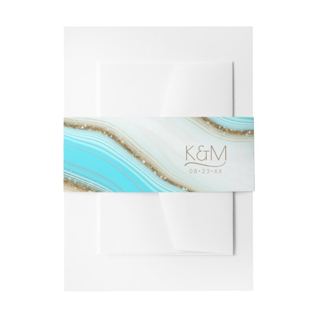 Abstract Glitter Strata Wedding ID903 Invitation Belly Band (Front Example)