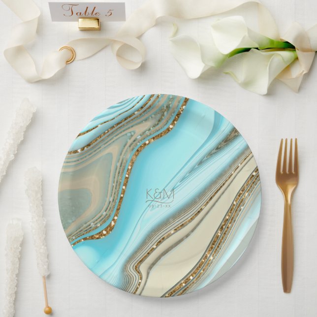 Abstract Glitter Strata Wedding ID903 Paper Plate (Wedding)