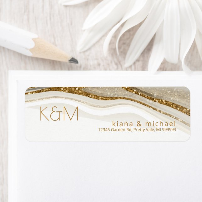 Abstract Glitter Strata Wedding Ivory ID903 (Insitu)
