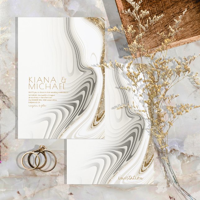 Abstract Glitter Strata Wedding Ivory ID903  Invitation (Creator Uploaded)