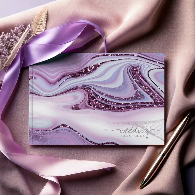 Abstract Glitter Strata Wedding Lilac ID903 Guest Book (Creator Uploaded)