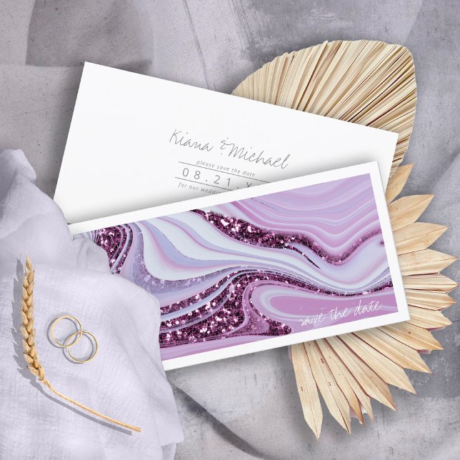 Abstract Glitter Strata Wedding Lilac ID903  Save The Date (Creator Uploaded)