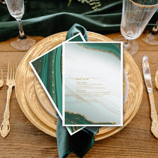 Abstract Glitter Strata Wedding Menu Green ID903 (Creator Uploaded)