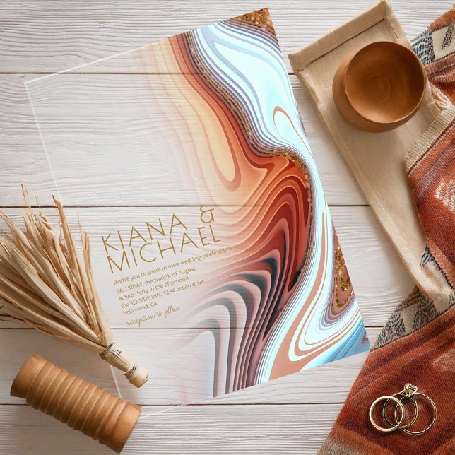 Abstract Glitter Strata Wedding SW ID903  Acrylic Invitations (Creator Uploaded)