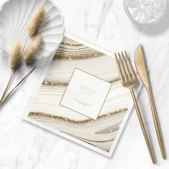 Abstract Glitter Strata Wedding Thank You Iv ID903 Napkin (Creator Uploaded)