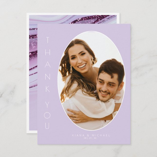 Abstract Glitter Strata Wedding Thank You Lc ID903 (Front/Back)