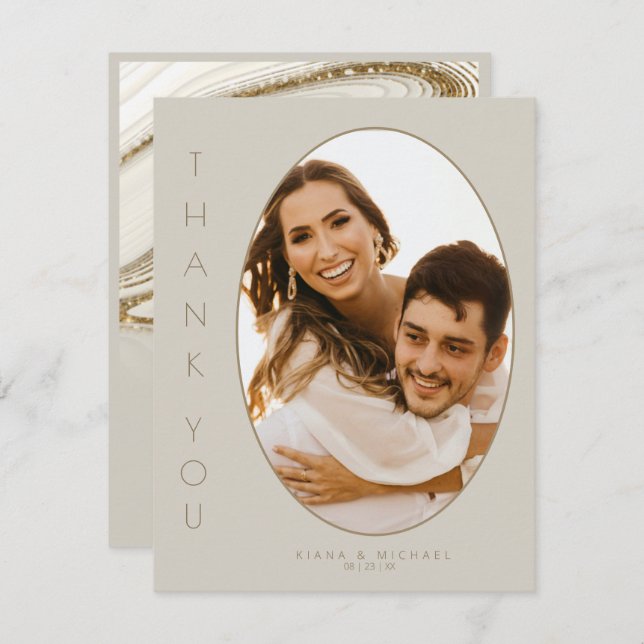 Abstract Glitter Strata Wedding Thank You St ID903 (Front/Back)