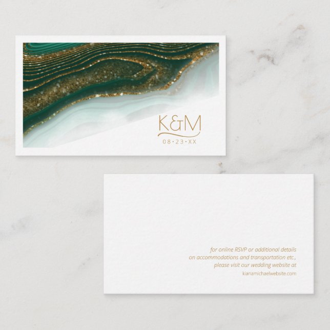 Abstract Glitter Strata Wedding Website Gr ID903 Enclosure Card (Front/Back)