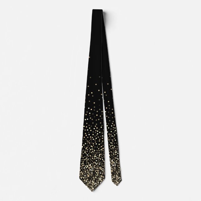 Abstract Glitters Falling On Black Background Tie (Front)