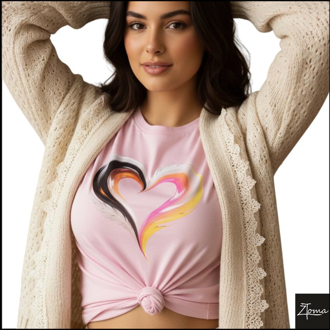 Abstract Glossy Feathered Heart Pop Art T-Shirt (Sample design. Several style are available to choose from, with the option to add a name & color.
)
