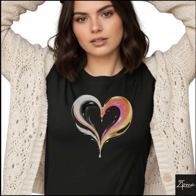 Abstract Glossy Swirl Heart Pop Art T-Shirt (Sample design. Several style are available to choose from, with the option to add a name & color.
)