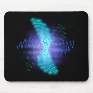 Abstract Glowing Music Waves - Mousepad
