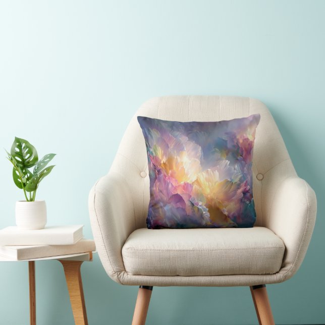 Abstract glowing pastel floral composition cushion (Chair)