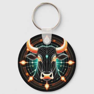 Abstract Glowing Taurus Illustration Key Ring