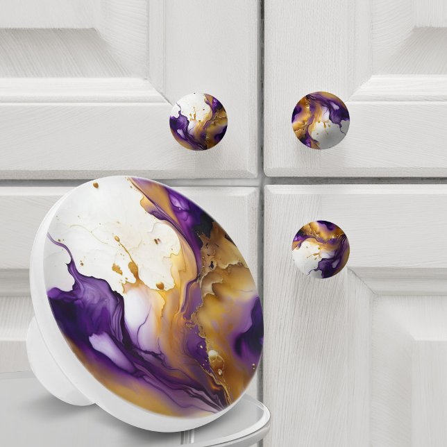 Abstract Gold and Amethyst  Ceramic Knob (Creator Uploaded)