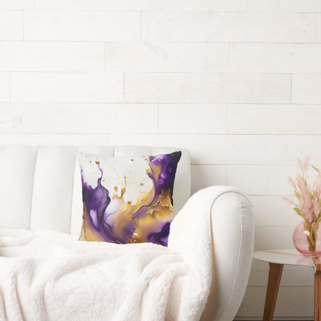 Abstract Gold and Amethyst  Cushion (Couch)