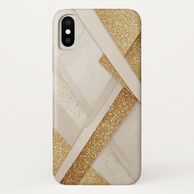 Abstract Gold and Beige Geometric Pattern Case-Mate iPhone Case (Back)