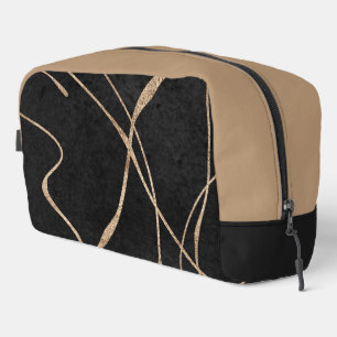 Abstract Gold and Black Lines Dopp Kit