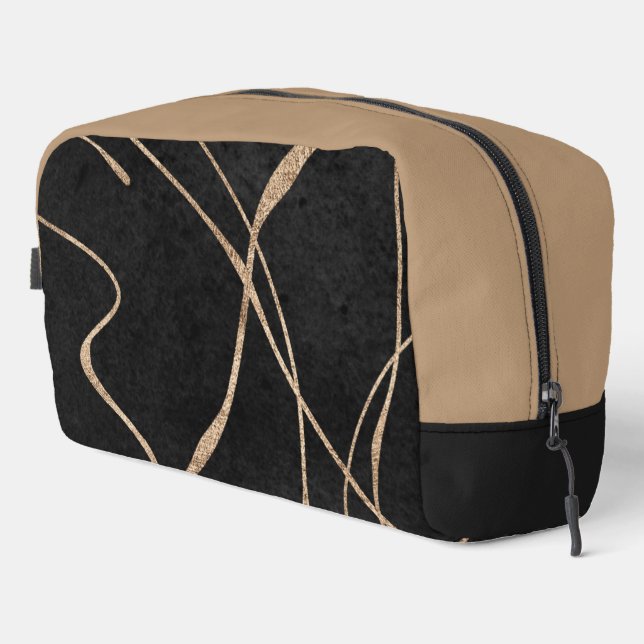 Abstract Gold and Black Lines Dopp Kit (Right Corner)