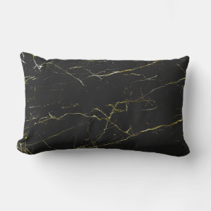 Abstract Gold and Black Marble Lumbar Cushion