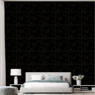 Abstract Gold and Black Square Pattern Wallpaper
