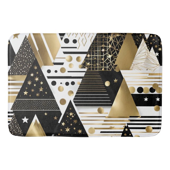 abstract gold and black triangles bath mat (Front)