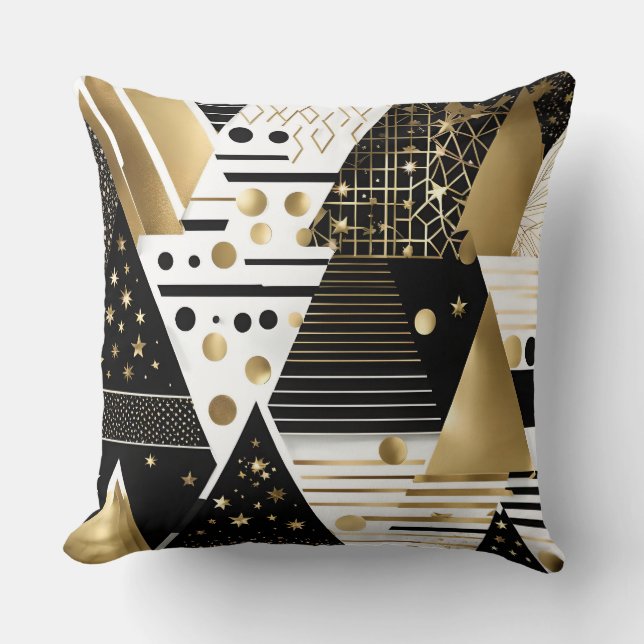 abstract gold and black triangles pillow (Front)