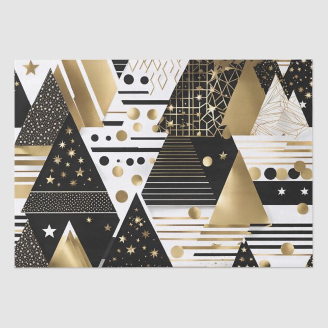 abstract gold and black triangles tissue paper (Front)
