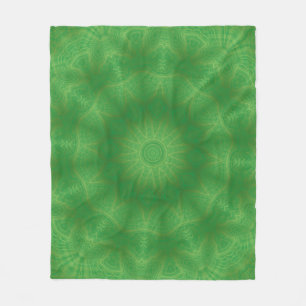 Abstract Gold and Green Kaleidoscope Fleece Blanket