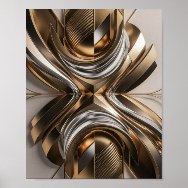 Abstract Gold and Silver Sculpture Poster (Front)