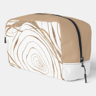 Abstract Gold and White Swirly Lines Dopp Kit