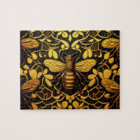Abstract gold bee. Golden floral insect pattern