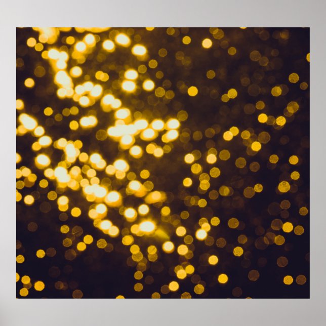 Abstract Gold Bokeh Black Background Poster (Front)