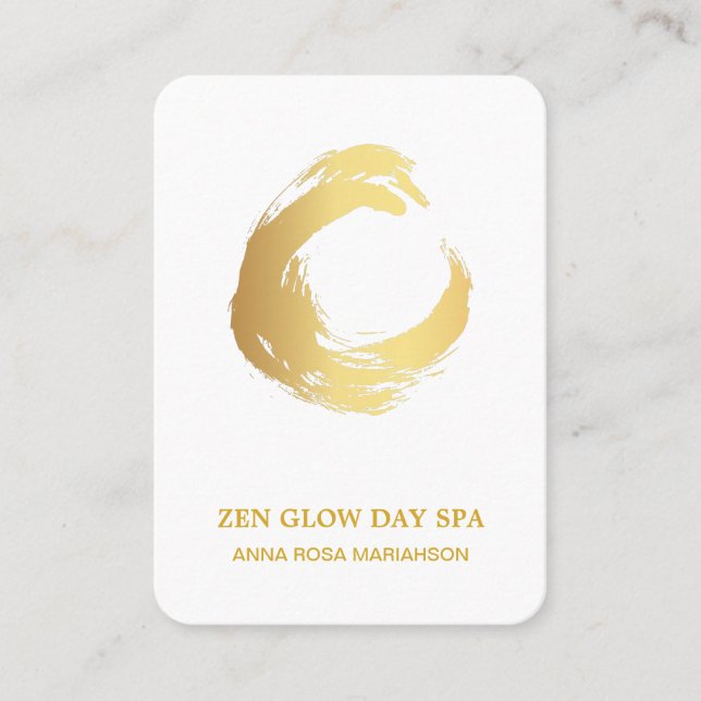 *~* Abstract Gold Brush Zen Meditation Reiki Yoga Business Card (Front)