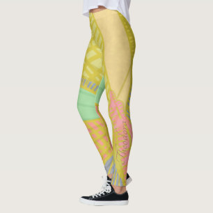 Abstract Gold Butterfly Jad Pink Leggings